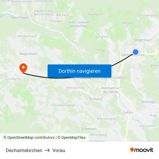 Dechantskirchen to Vorau map