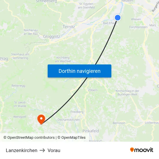 Lanzenkirchen to Vorau map