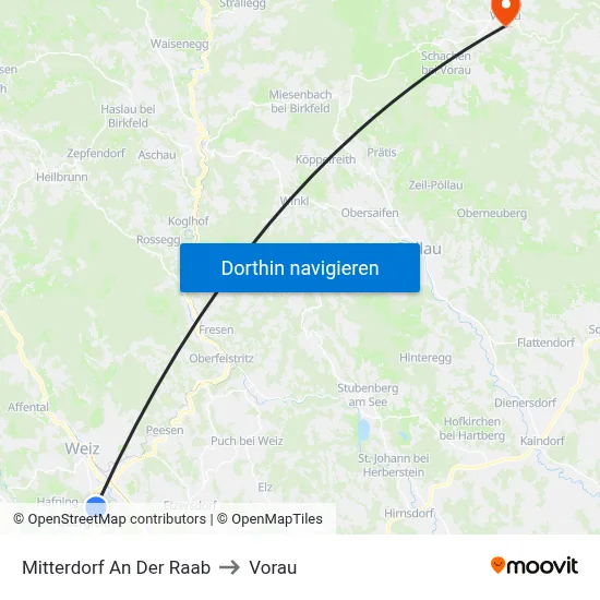 Mitterdorf An Der Raab to Vorau map