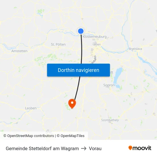Gemeinde Stetteldorf am Wagram to Vorau map