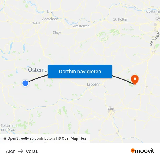 Aich to Vorau map