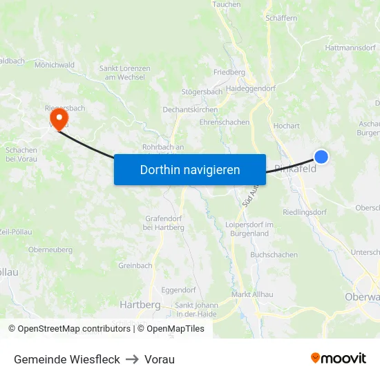 Gemeinde Wiesfleck to Vorau map