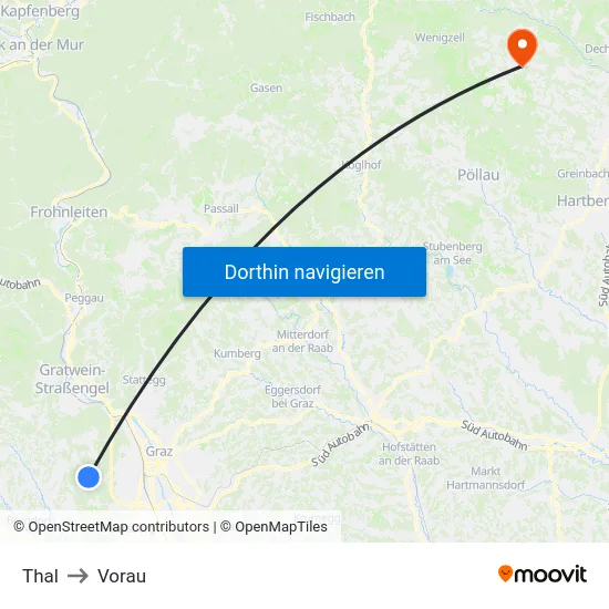 Thal to Vorau map