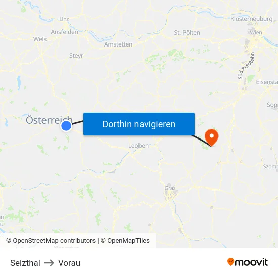 Selzthal to Vorau map