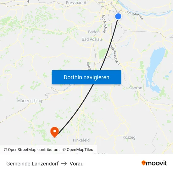 Gemeinde Lanzendorf to Vorau map