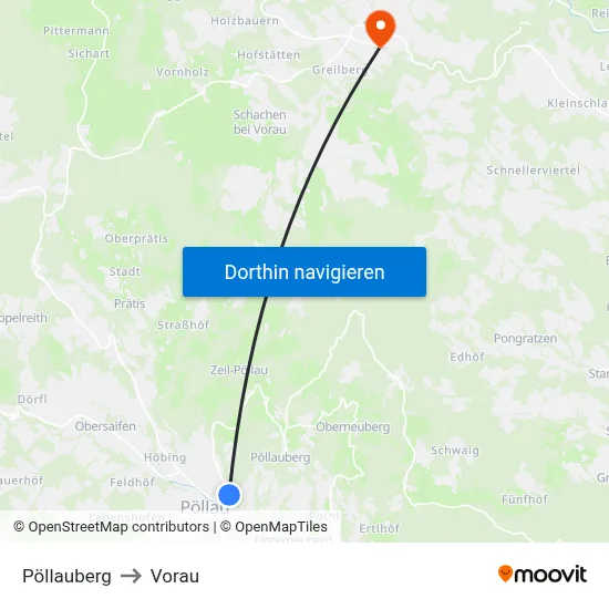 Pöllauberg to Vorau map
