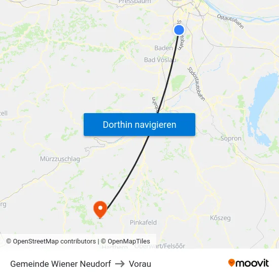 Gemeinde Wiener Neudorf to Vorau map