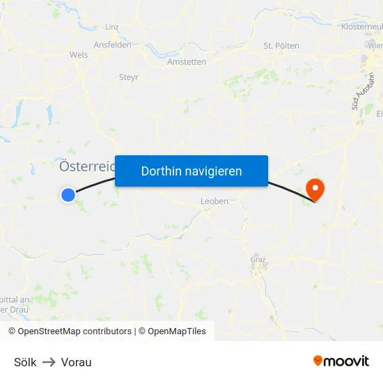 Sölk to Vorau map