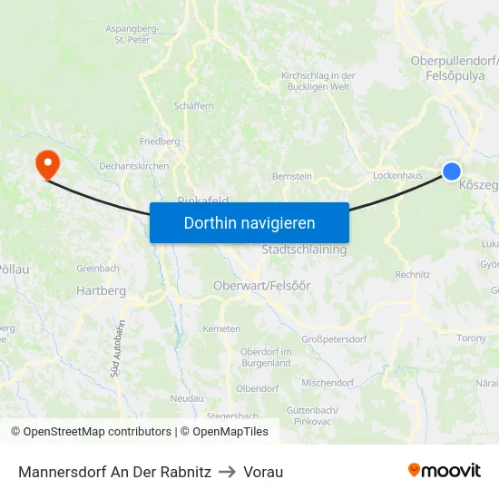Mannersdorf An Der Rabnitz to Vorau map