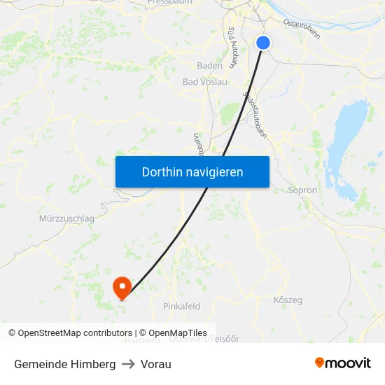 Gemeinde Himberg to Vorau map