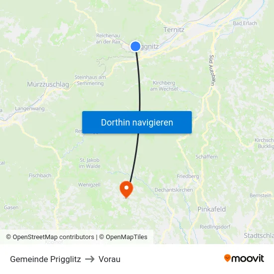 Gemeinde Prigglitz to Vorau map