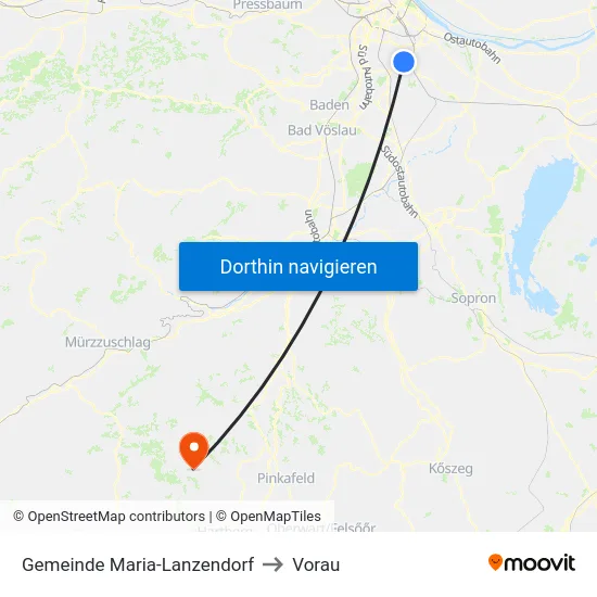 Gemeinde Maria-Lanzendorf to Vorau map