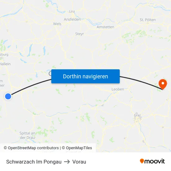 Schwarzach Im Pongau to Vorau map