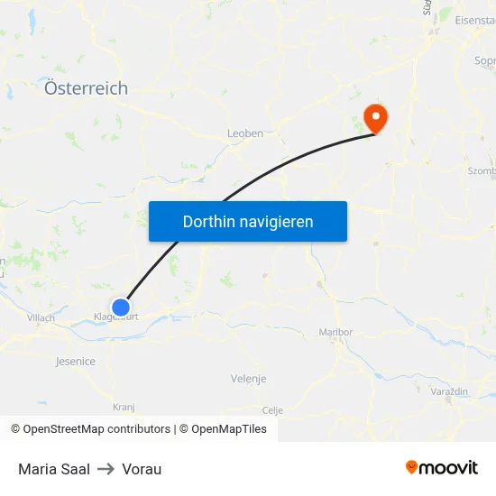 Maria Saal to Vorau map