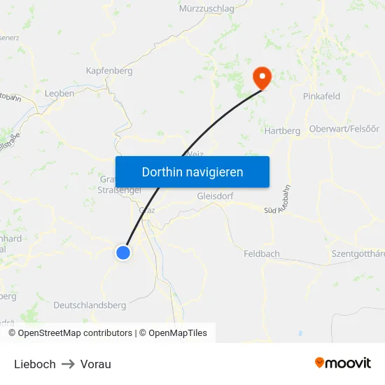 Lieboch to Vorau map