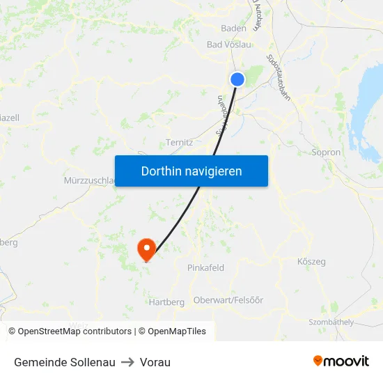 Gemeinde Sollenau to Vorau map
