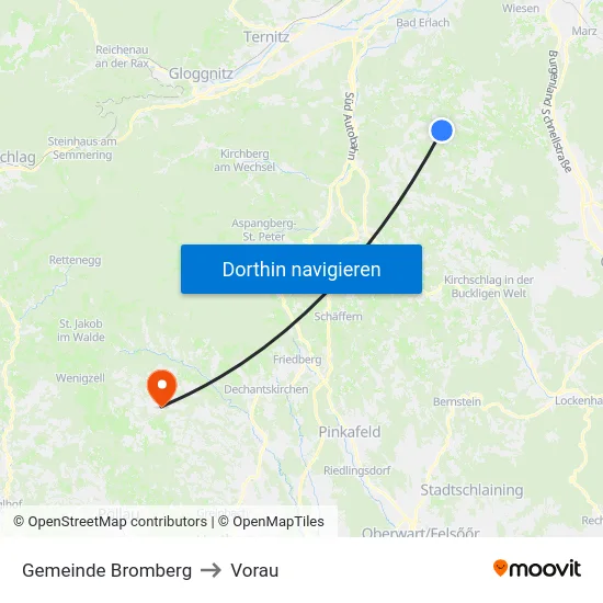 Gemeinde Bromberg to Vorau map