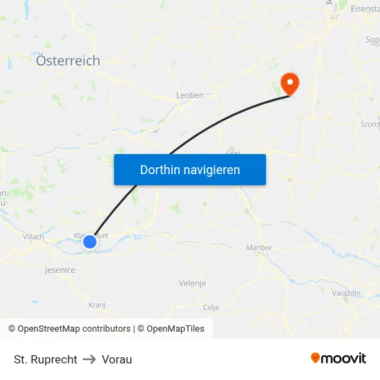 St. Ruprecht to Vorau map
