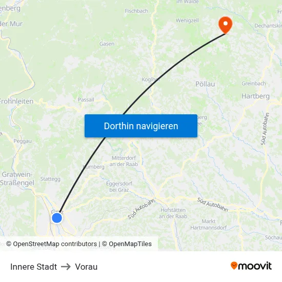 Innere Stadt to Vorau map