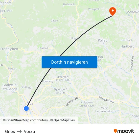 Gries to Vorau map