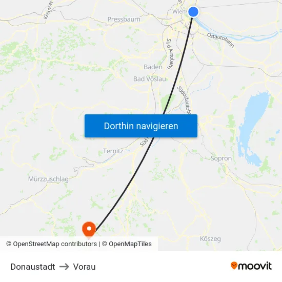 Donaustadt to Vorau map