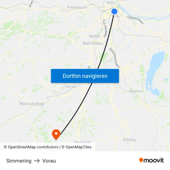 Simmering to Vorau map