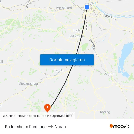 Rudolfsheim-Fünfhaus to Vorau map