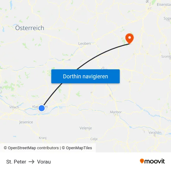 St. Peter to Vorau map