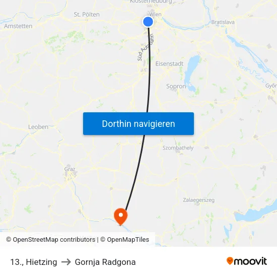13., Hietzing to Gornja Radgona map