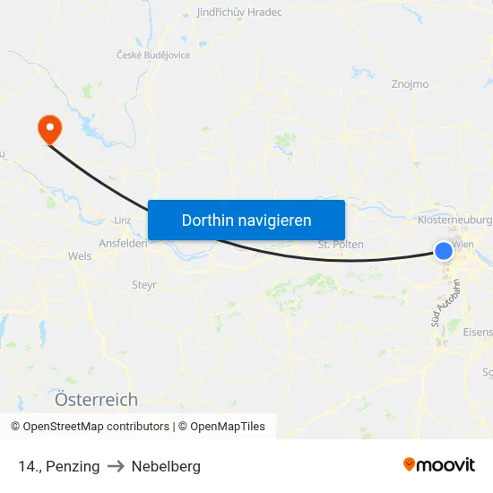14., Penzing to Nebelberg map