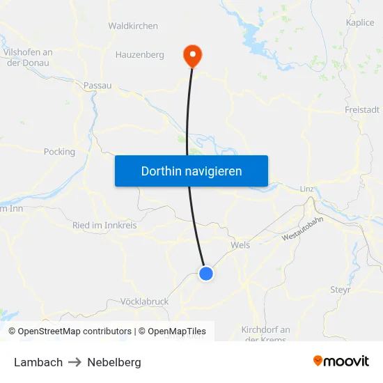 Lambach to Nebelberg map