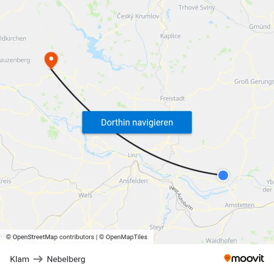 Klam to Nebelberg map