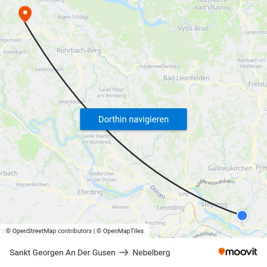 Sankt Georgen An Der Gusen to Nebelberg map