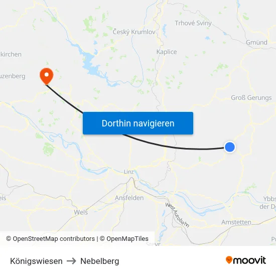 Königswiesen to Nebelberg map