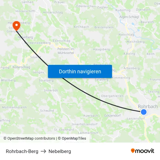 Rohrbach-Berg to Nebelberg map