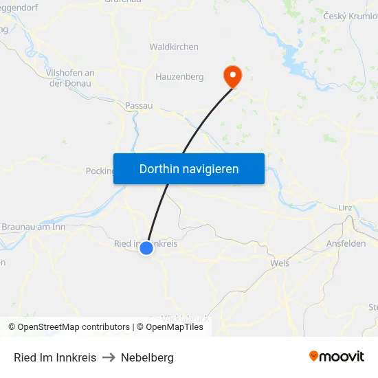 Ried Im Innkreis to Nebelberg map