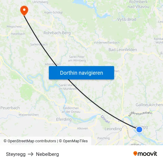 Steyregg to Nebelberg map