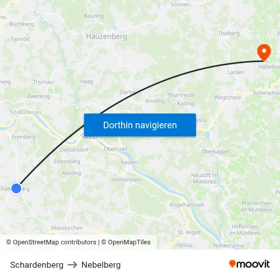 Schardenberg to Nebelberg map