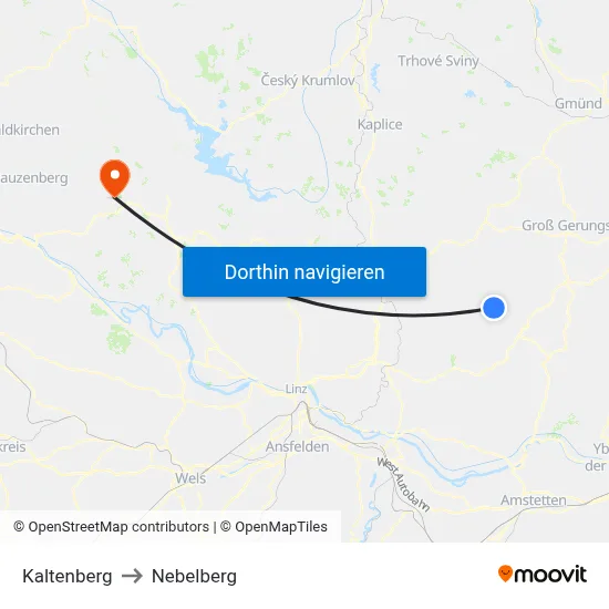 Kaltenberg to Nebelberg map