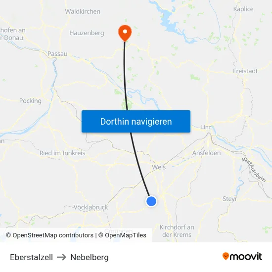 Eberstalzell to Nebelberg map