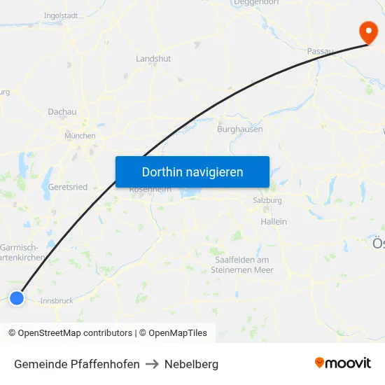 Gemeinde Pfaffenhofen to Nebelberg map
