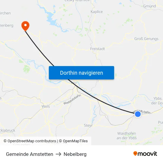 Gemeinde Amstetten to Nebelberg map