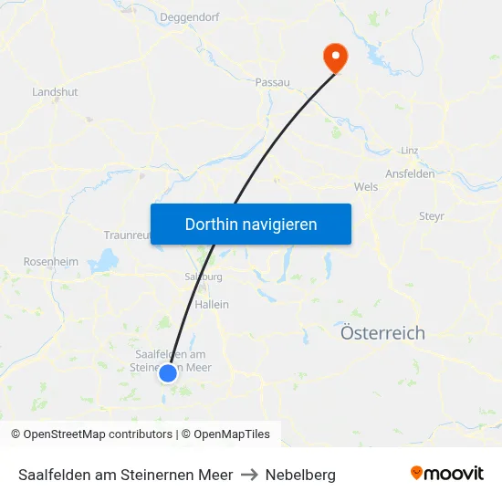 Saalfelden am Steinernen Meer to Nebelberg map