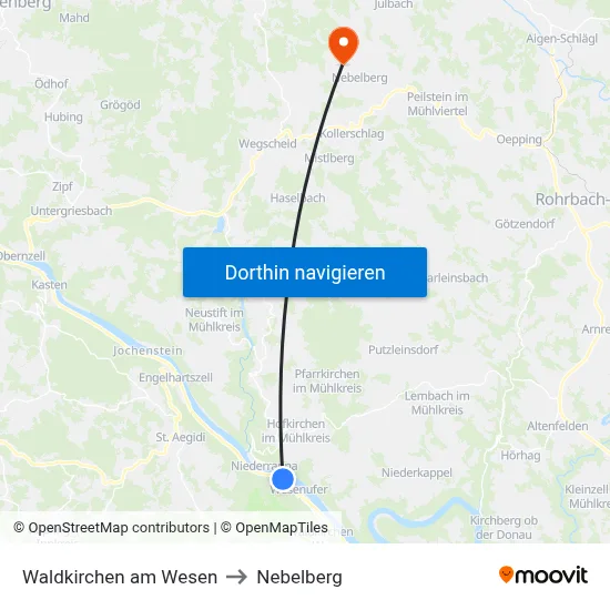 Waldkirchen am Wesen to Nebelberg map