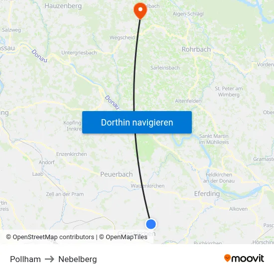 Pollham to Nebelberg map