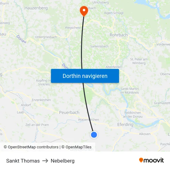 Sankt Thomas to Nebelberg map