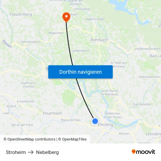 Stroheim to Nebelberg map