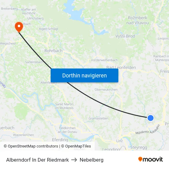 Alberndorf In Der Riedmark to Nebelberg map