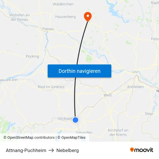 Attnang-Puchheim to Nebelberg map