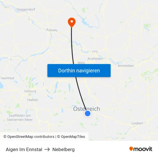 Aigen Im Ennstal to Nebelberg map